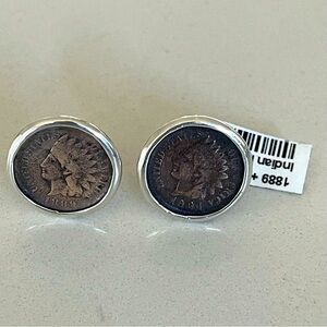 Vintage 1889 & 1904 Genuine Indian Head One Cent Coin Cuff links